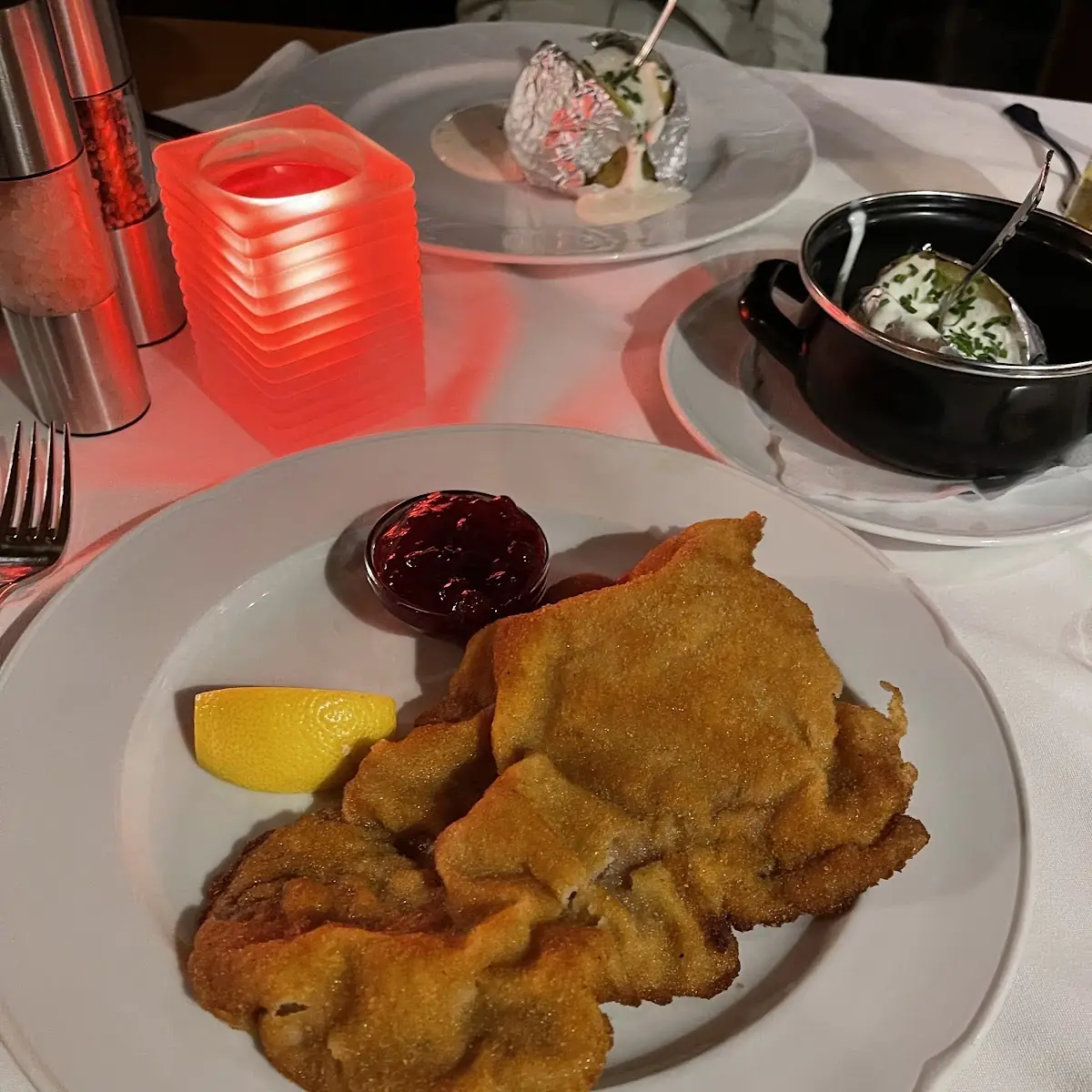 Wiener Schnitzel With Baked Potato Sour Cream