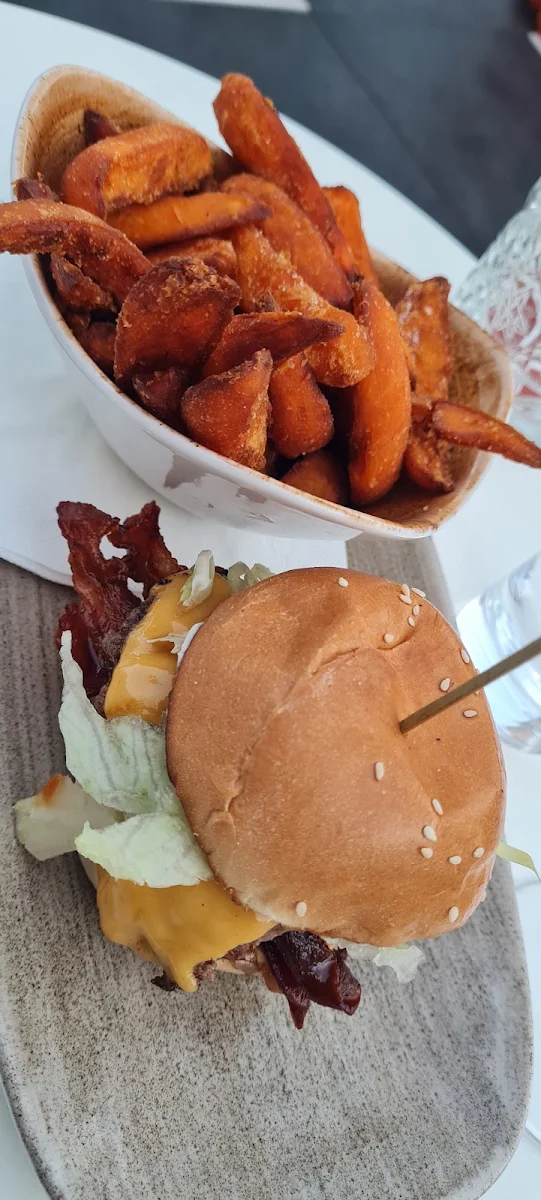 Mini Burger and Sweet Potato Fries