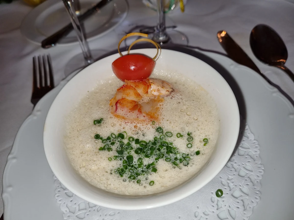 Spargelschaumsuppe Mut Garnele