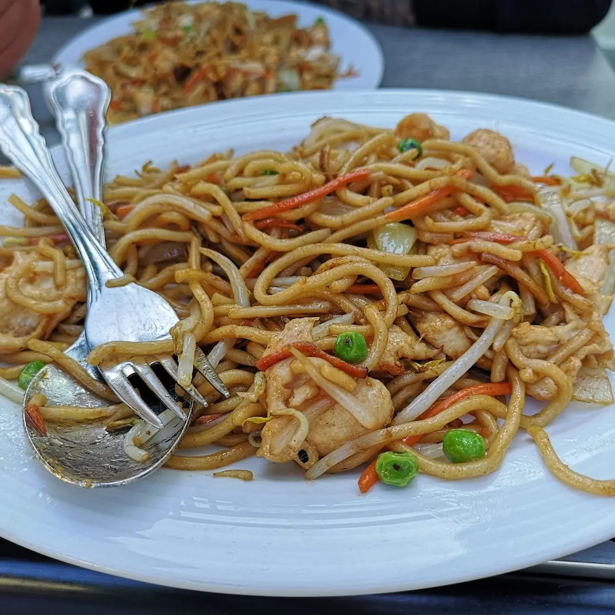 Gebratene Nudeln Mit Hühnerfleisch