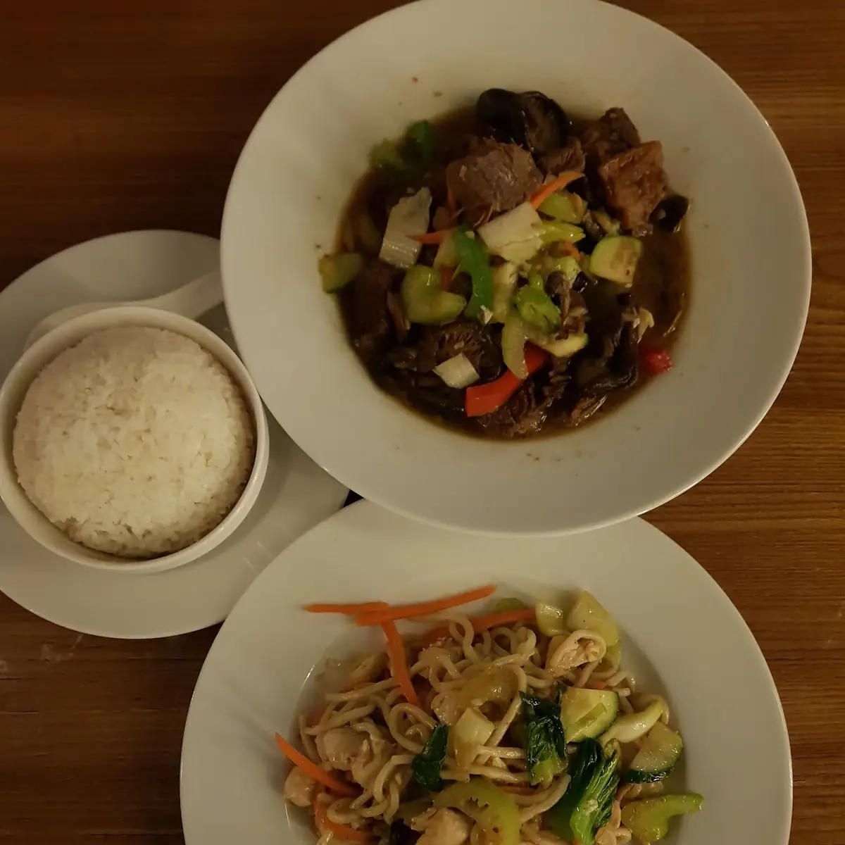 Stewed Beef with Rice and Chicken Thai Style Noodle