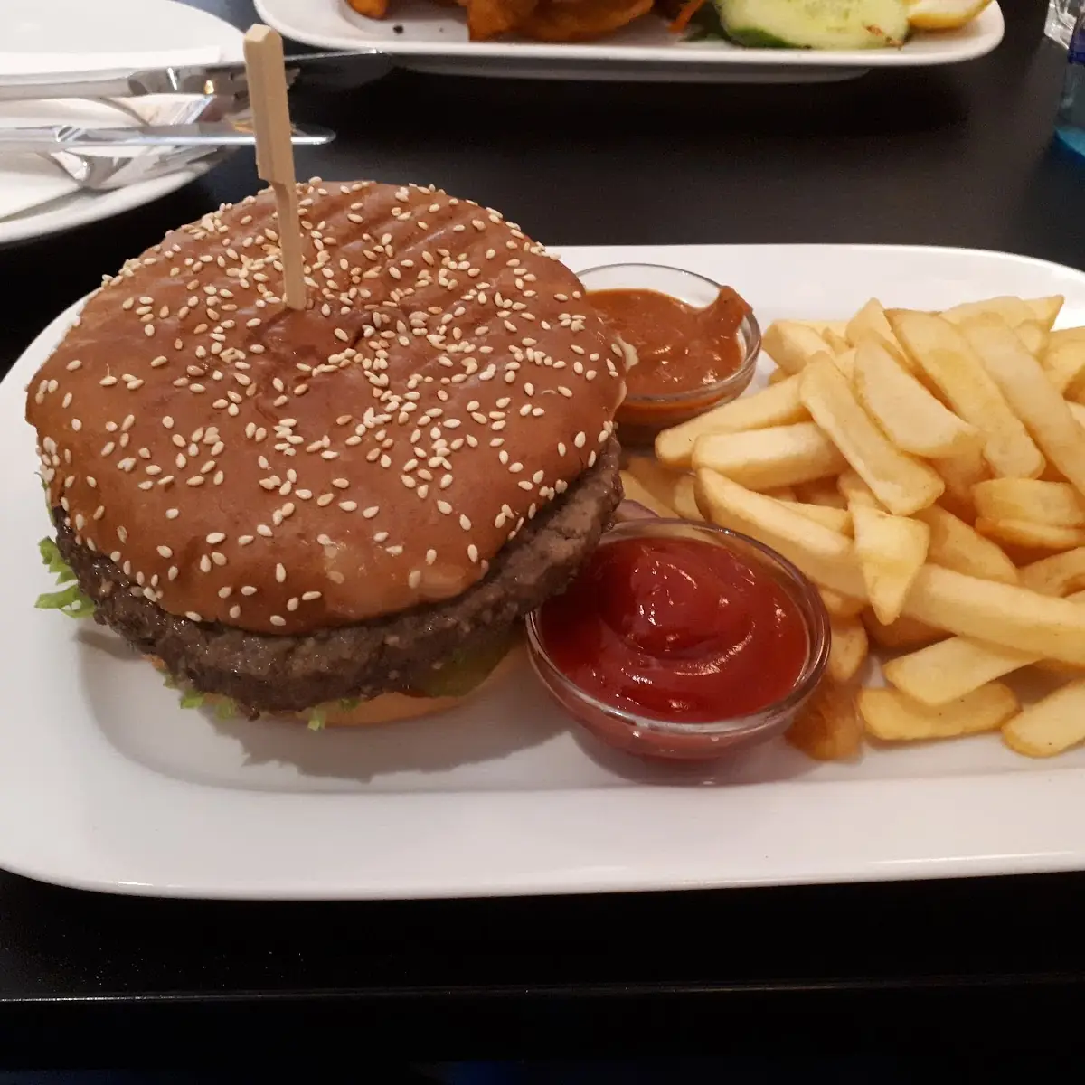 Beef Burger and Fries