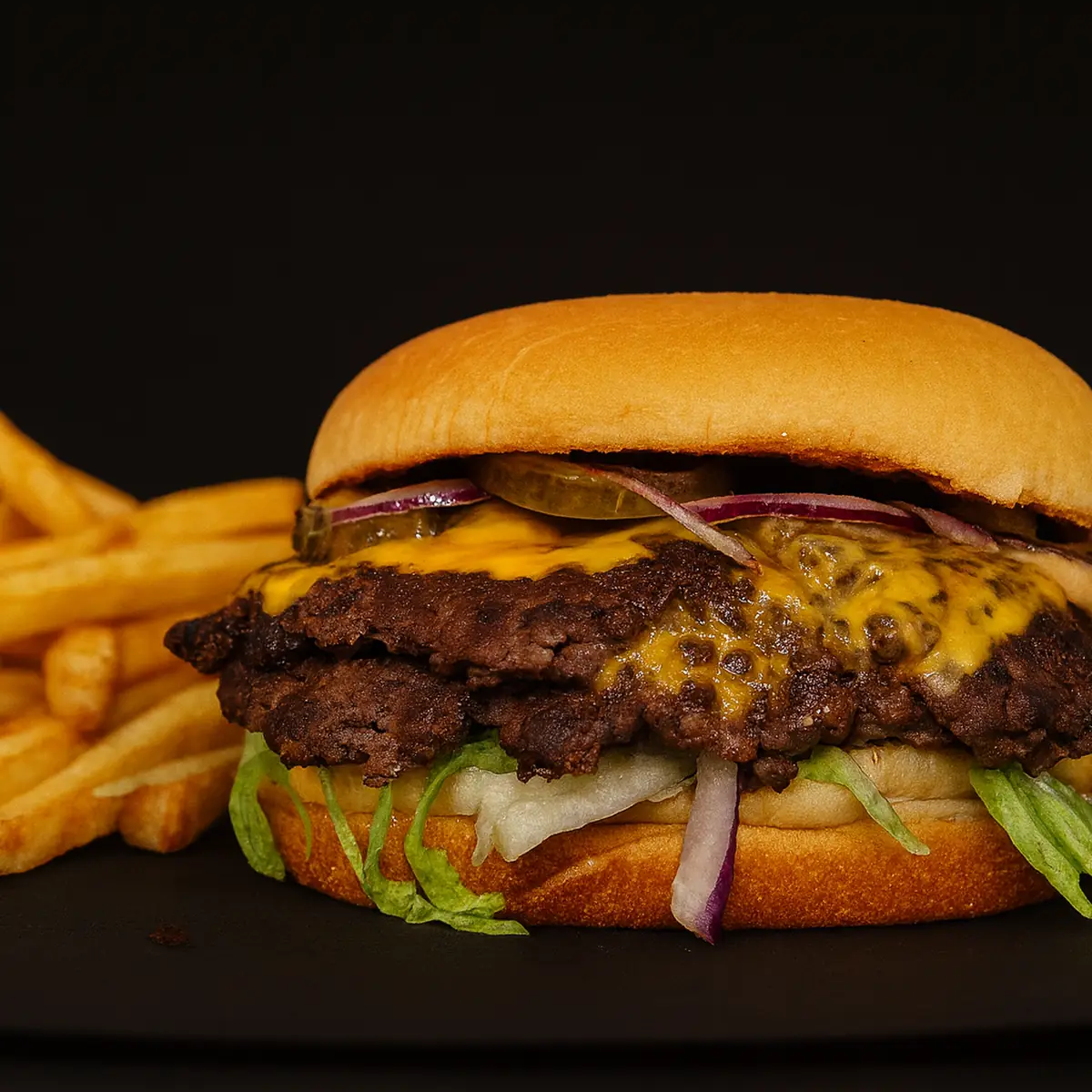 Smash Burger Mit Pommes Frites