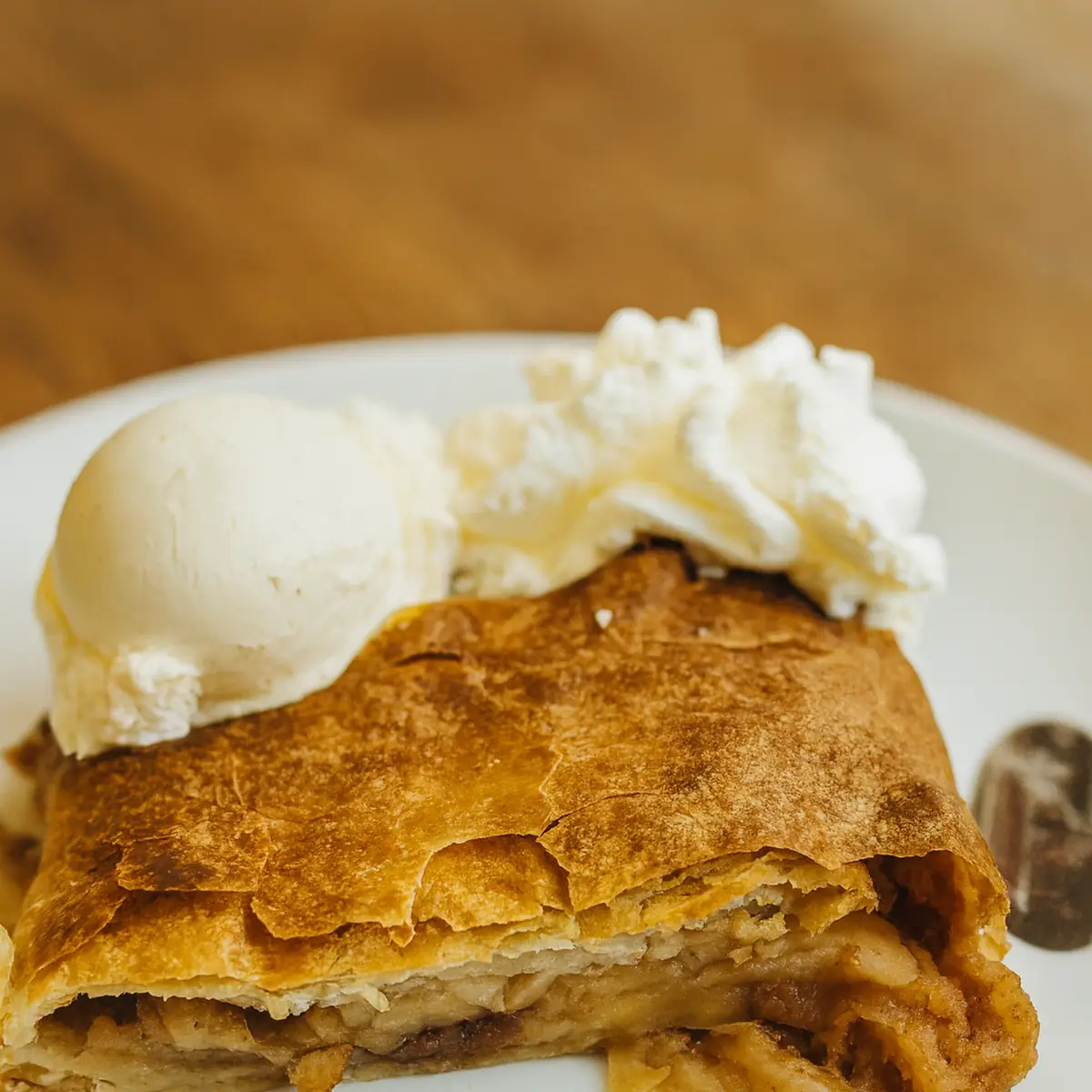 Apfelstrudel Mit Vanilleeis Und Schlagobers