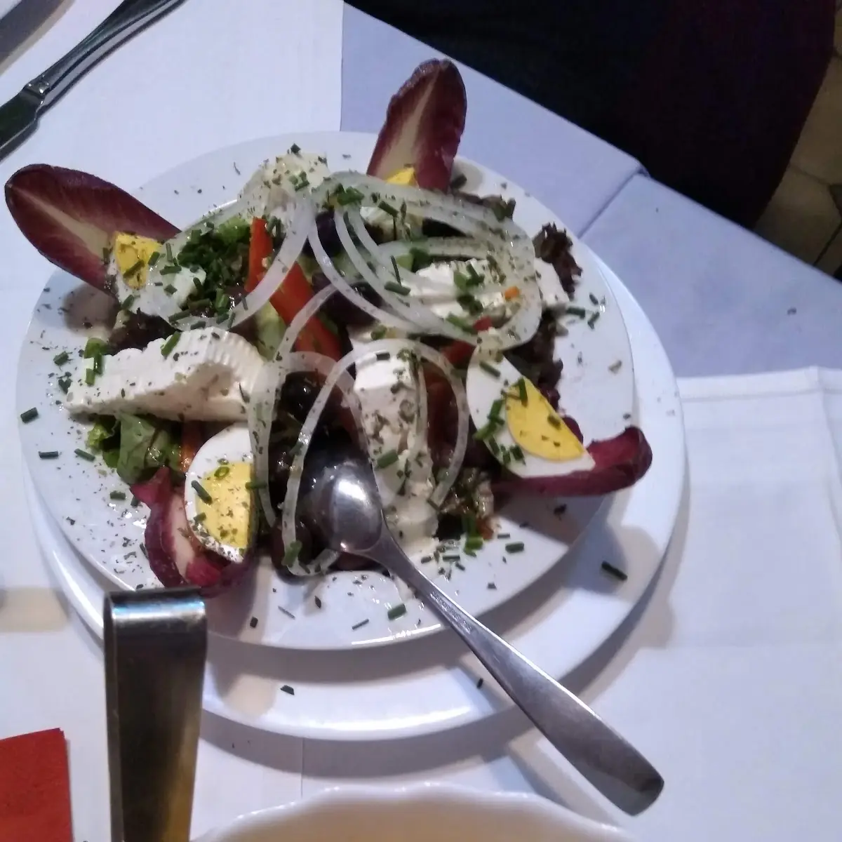 Griekse Salade Hoorde Bij Het Combinatie Gerecht