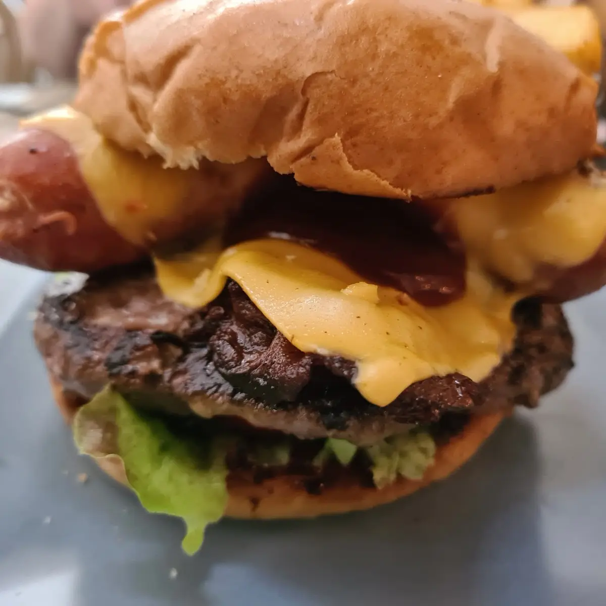 Hamburger With Sausage