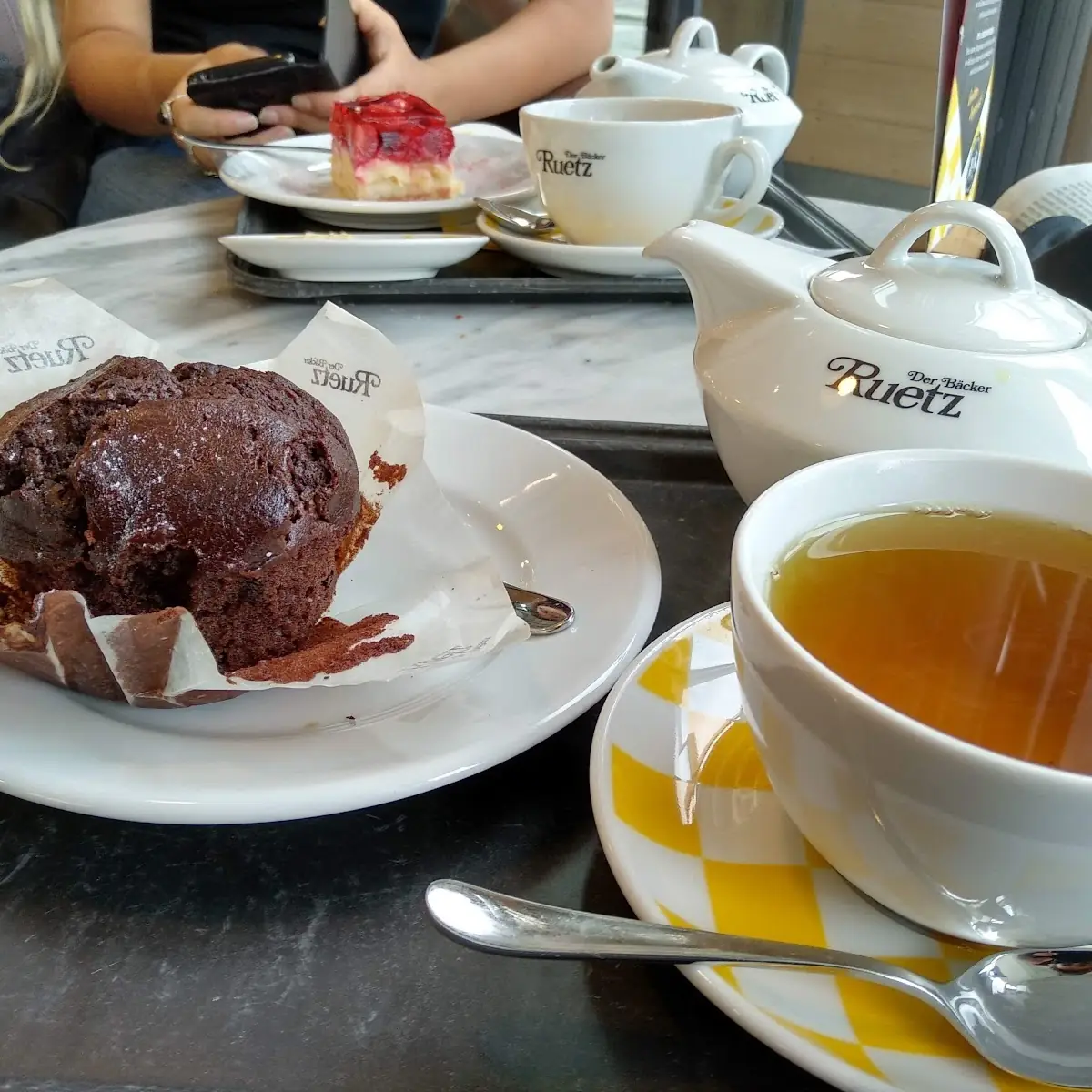 Chocolate Muffin and Peppermint Tea