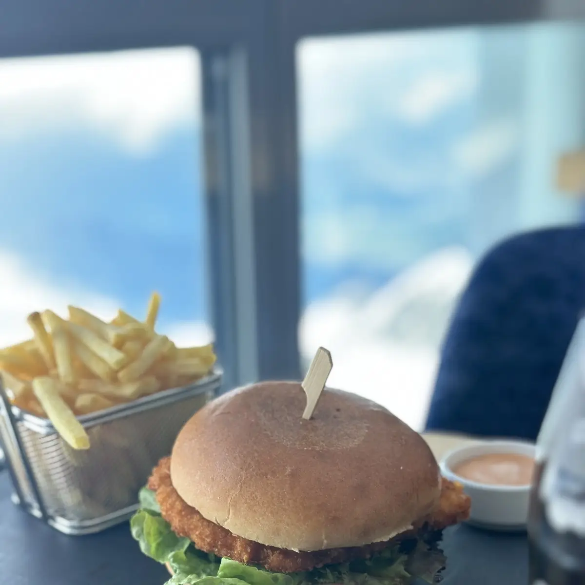 Crispy Chicken Burger and Fries
