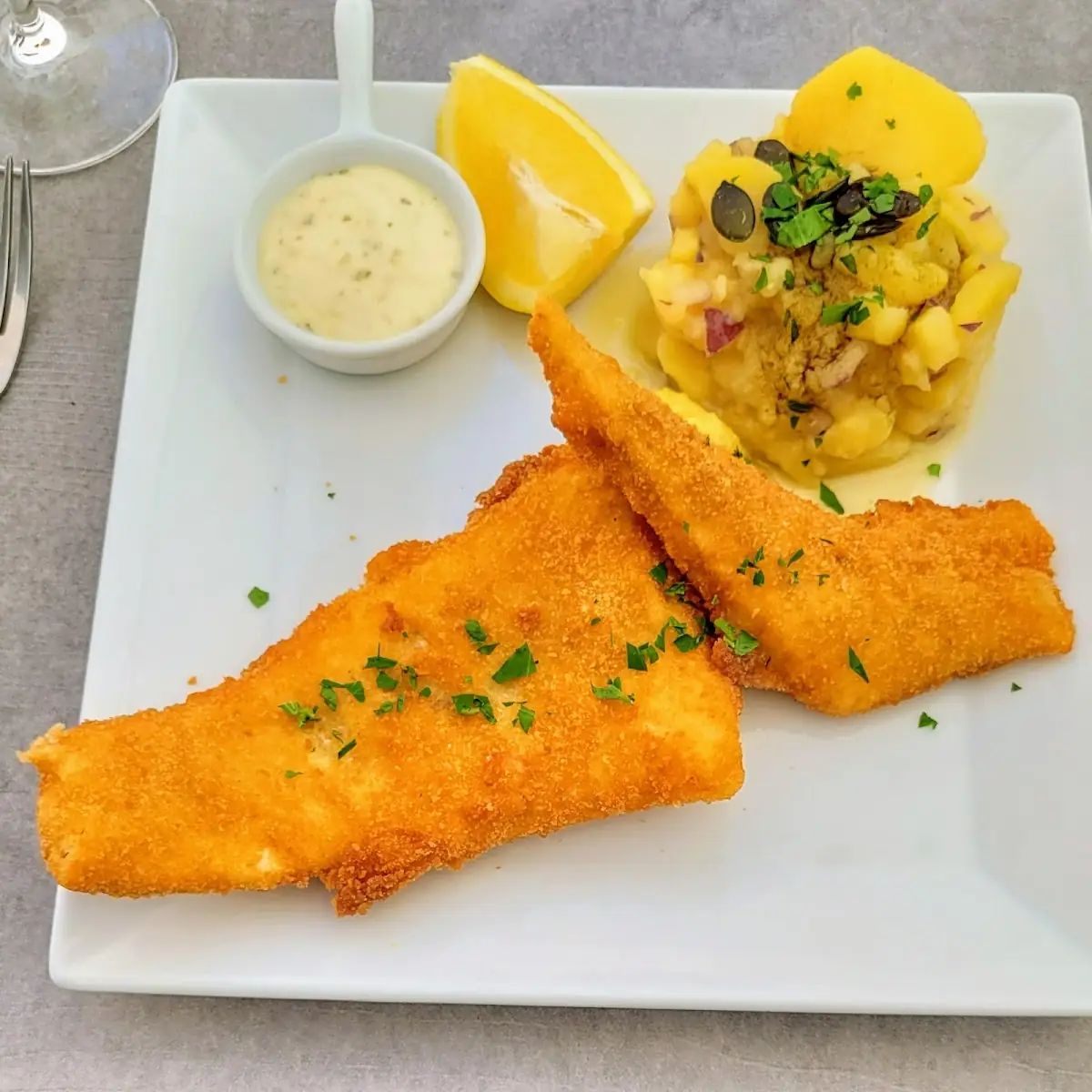 Kabeljau Mir Erdäpfelsalat