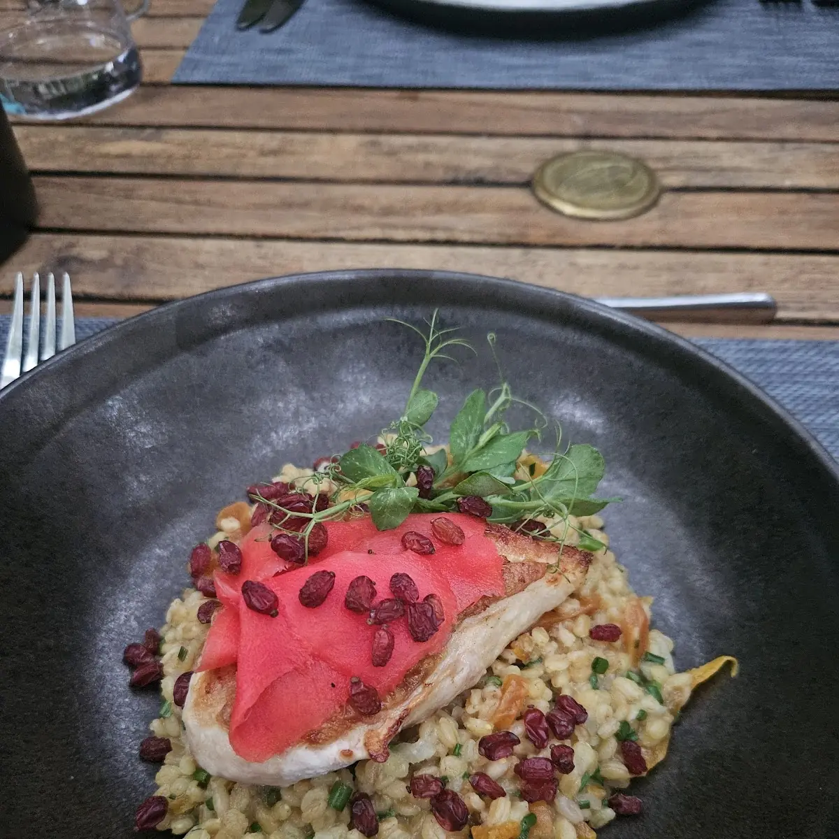 Maishuhnbrust Auf Risotto