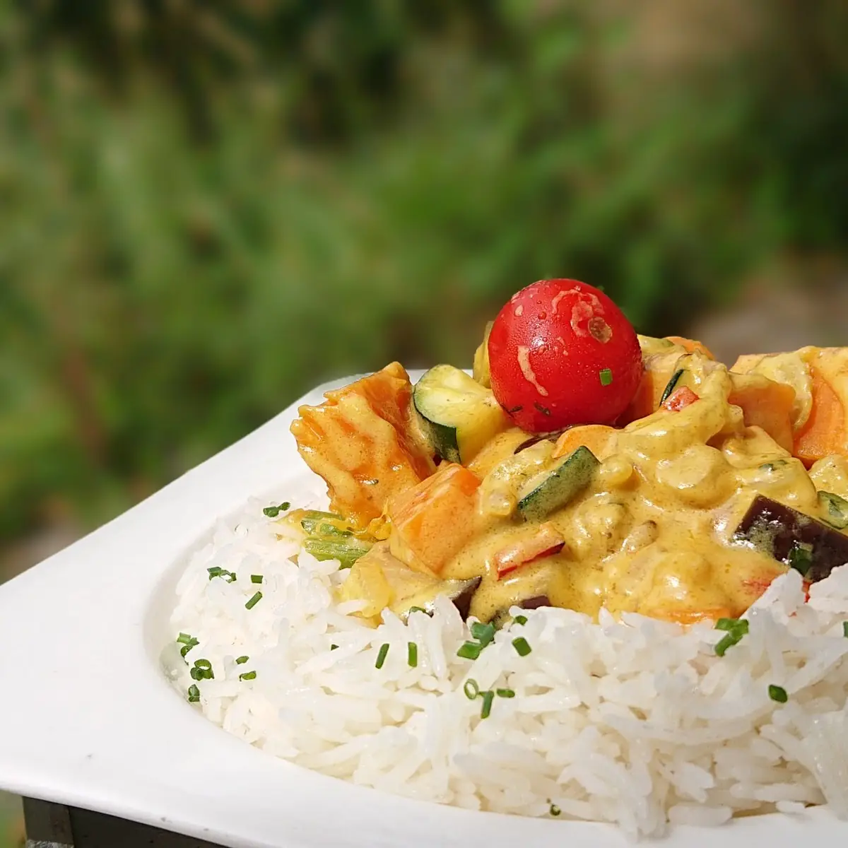 Thai Curry Süßkartoffel Gemüse Basmati Wahlweise Mit Huhn