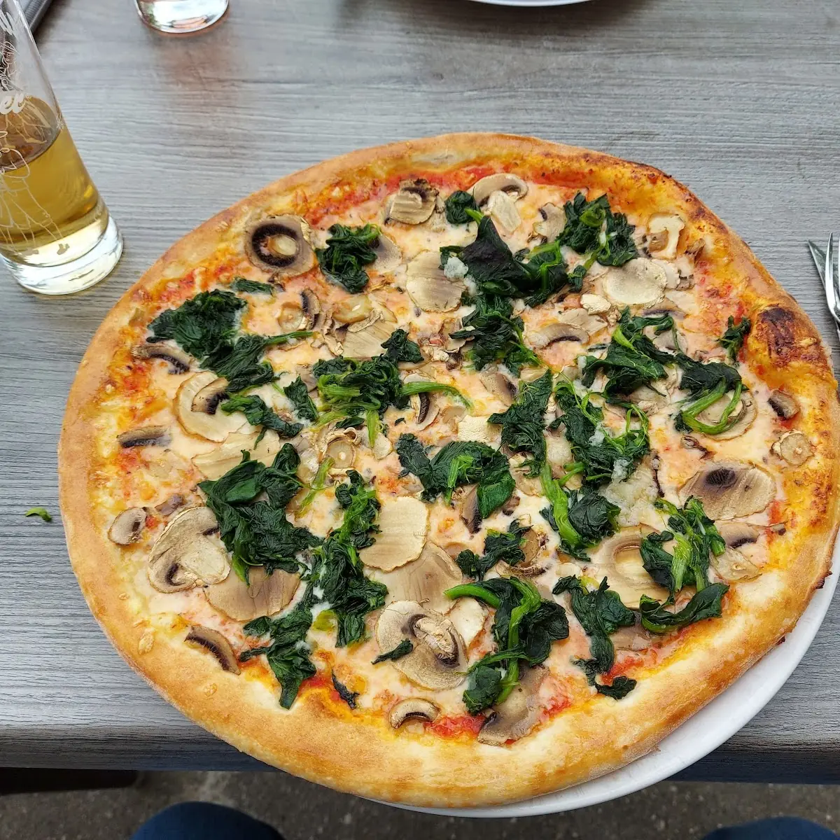 Pizza Funghi Mit Spinat