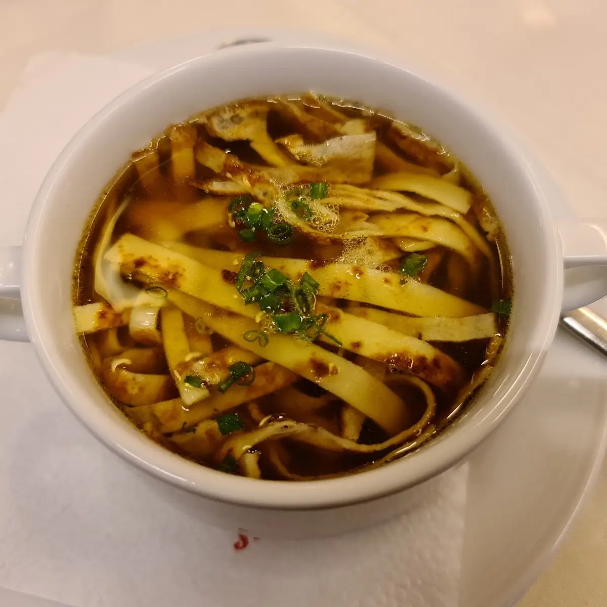 Oxtail Soup with Pancake Slivers