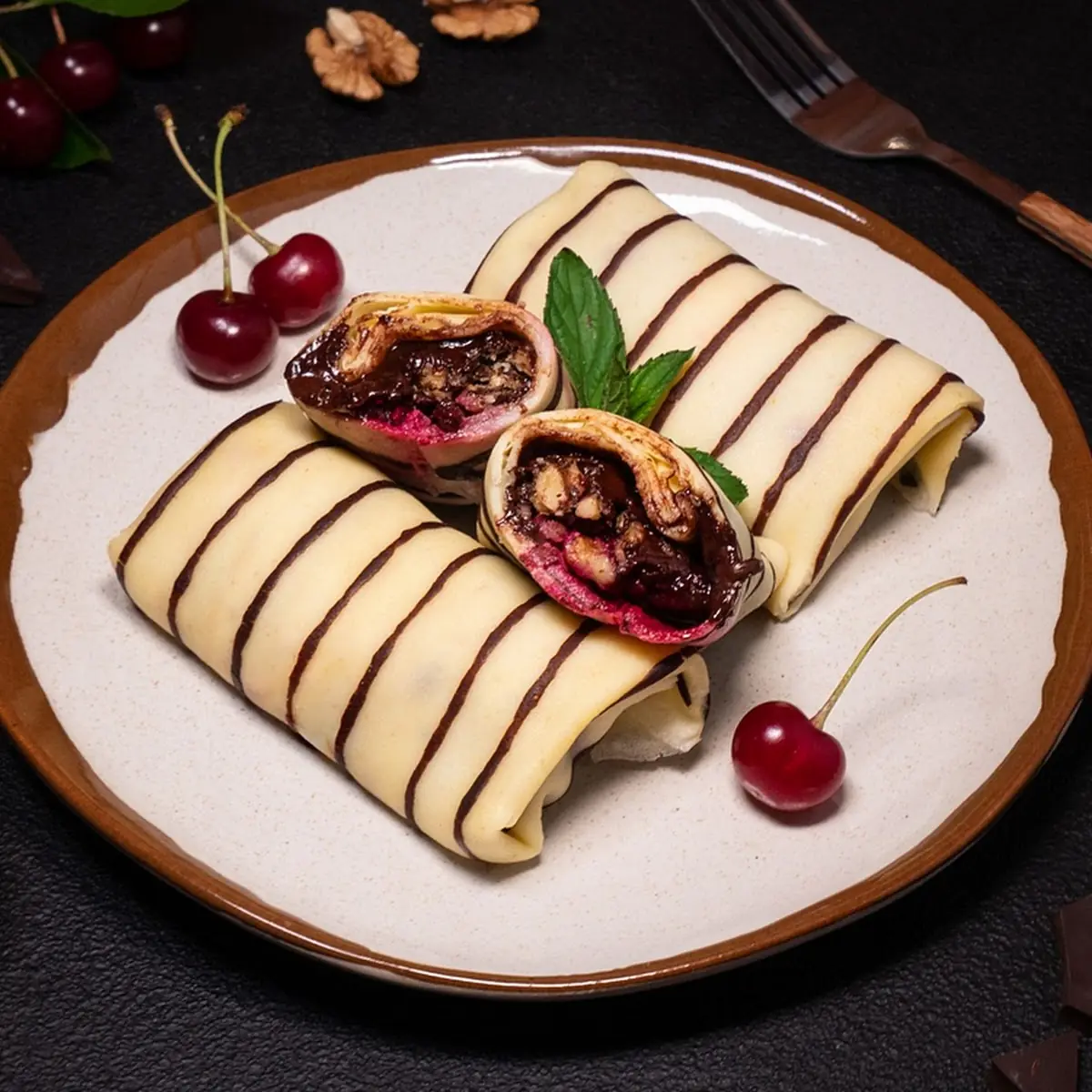 Creps with Cherries and Chocolate