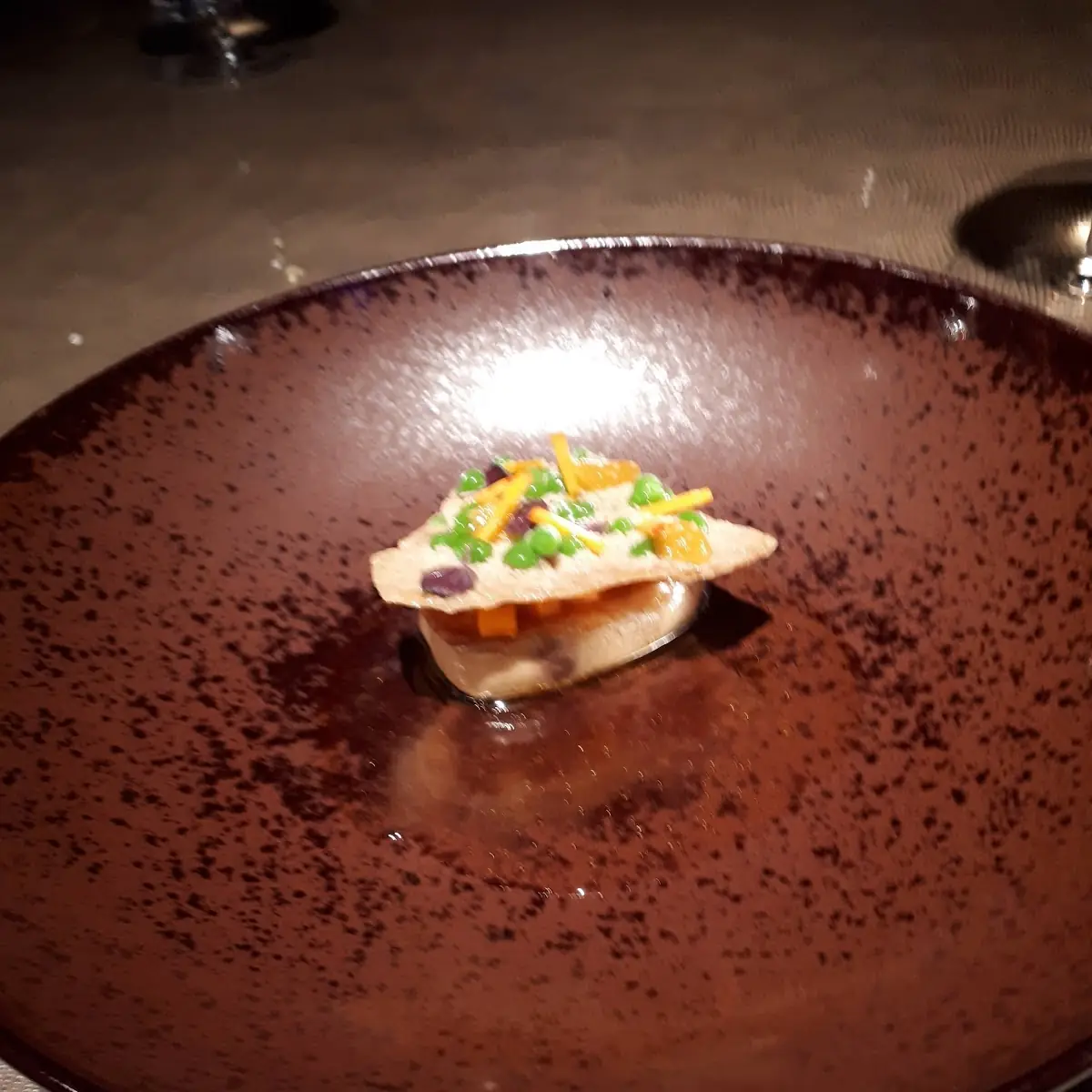 Entenleber Kürbis Dashi Shiso
