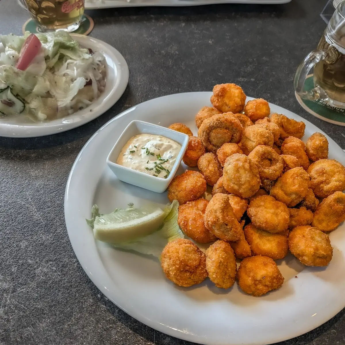 Gebackene Champignons Mit Kartoffelsalat