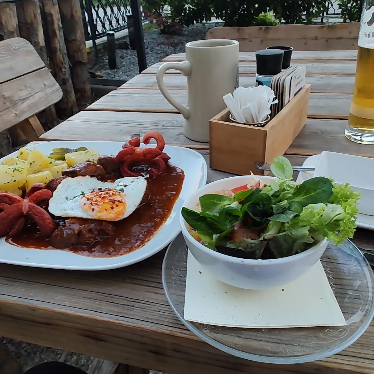 Garlic Soup German Salad Golash Plate