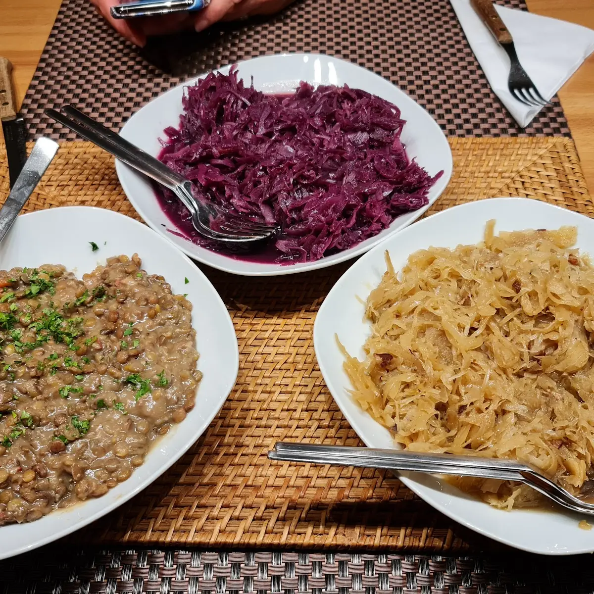Rotkraut Sauerkraut Linsen
