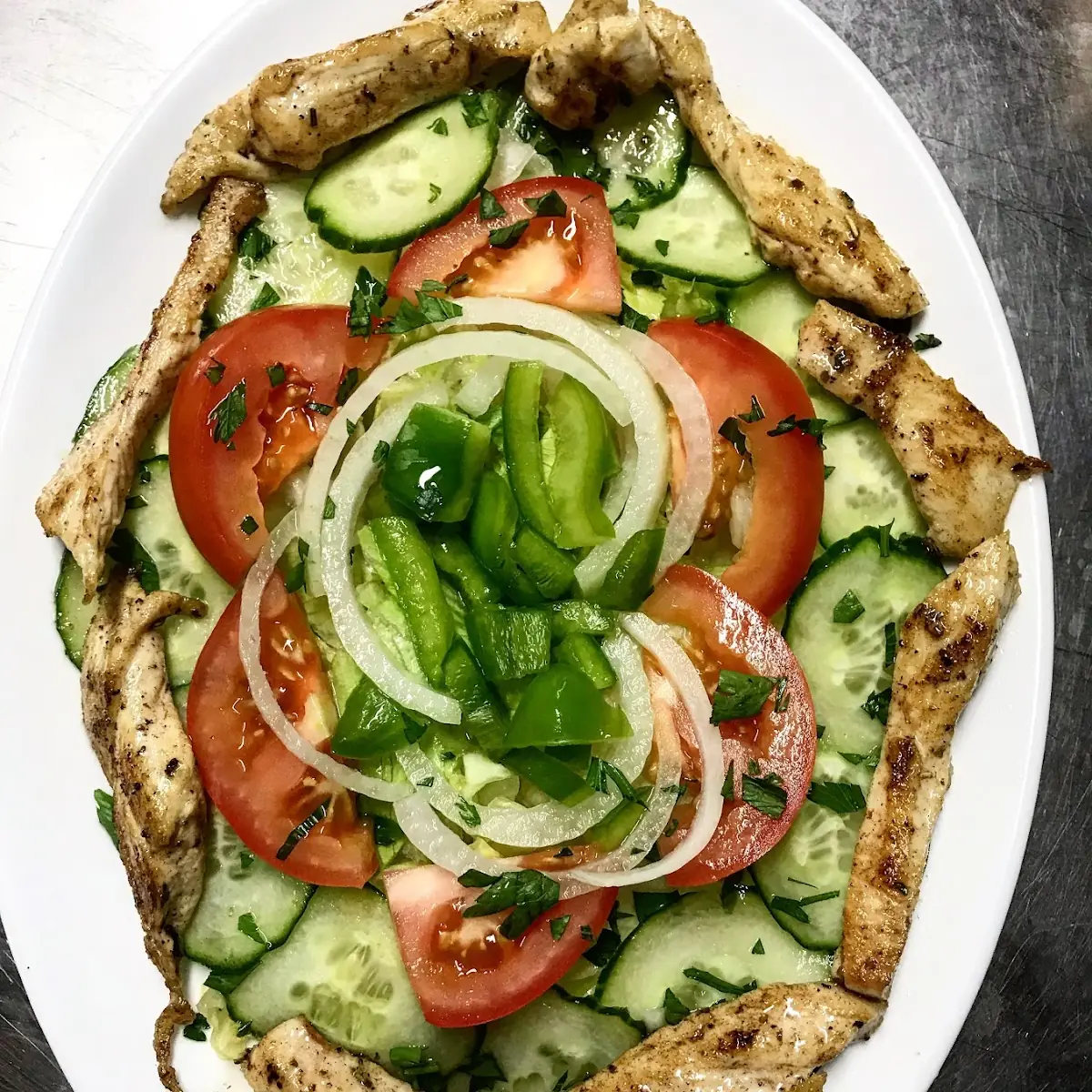 Hühnerstreifen Salat
