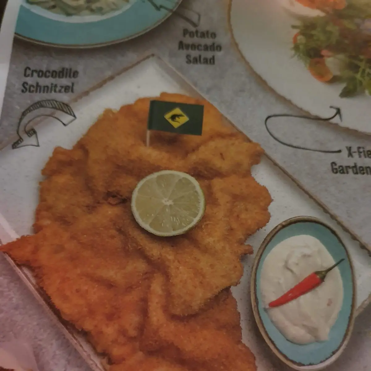 Crocodile Schnitzel, Crossfield's Australian Pub