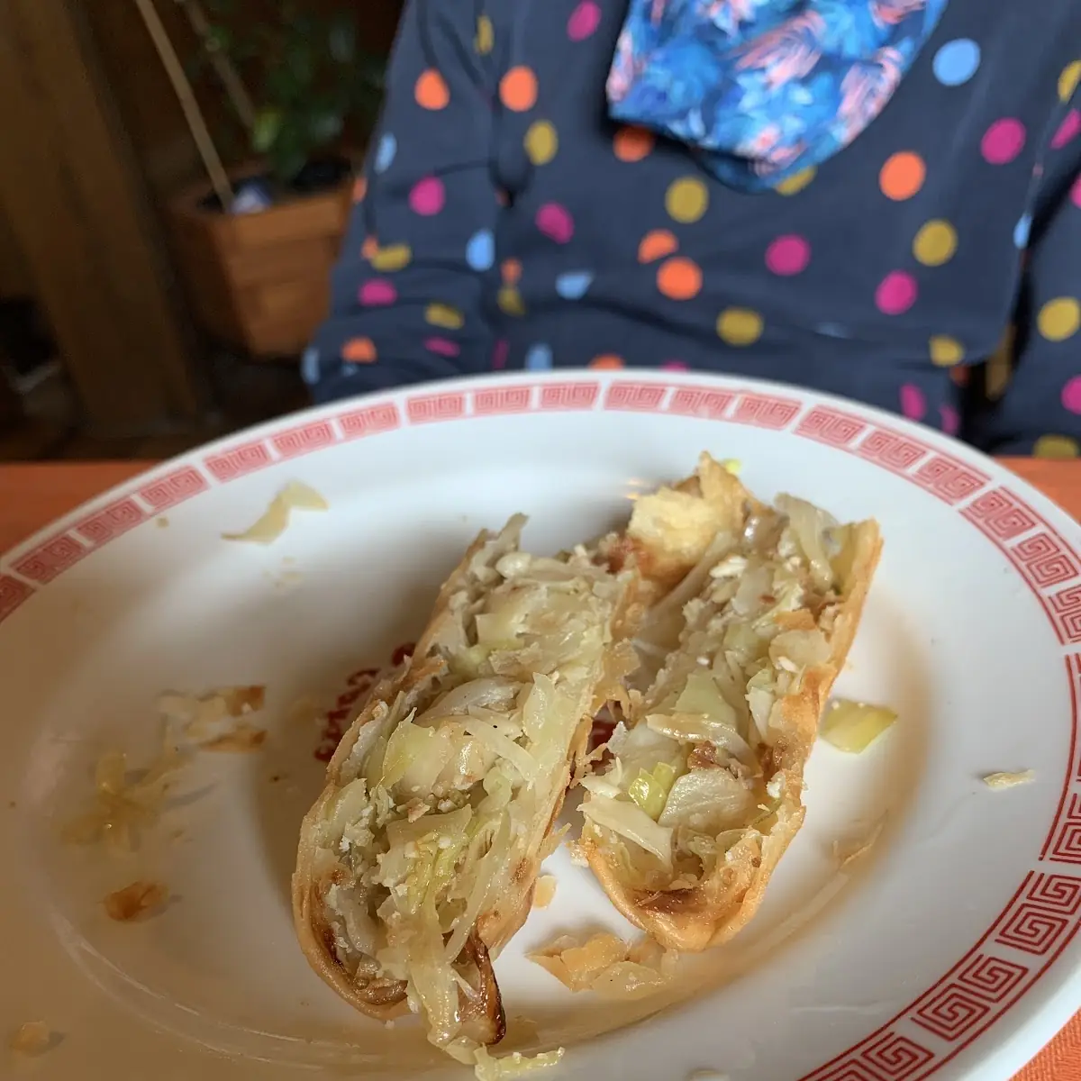 Frühlingsrolle Längs Geschnitten