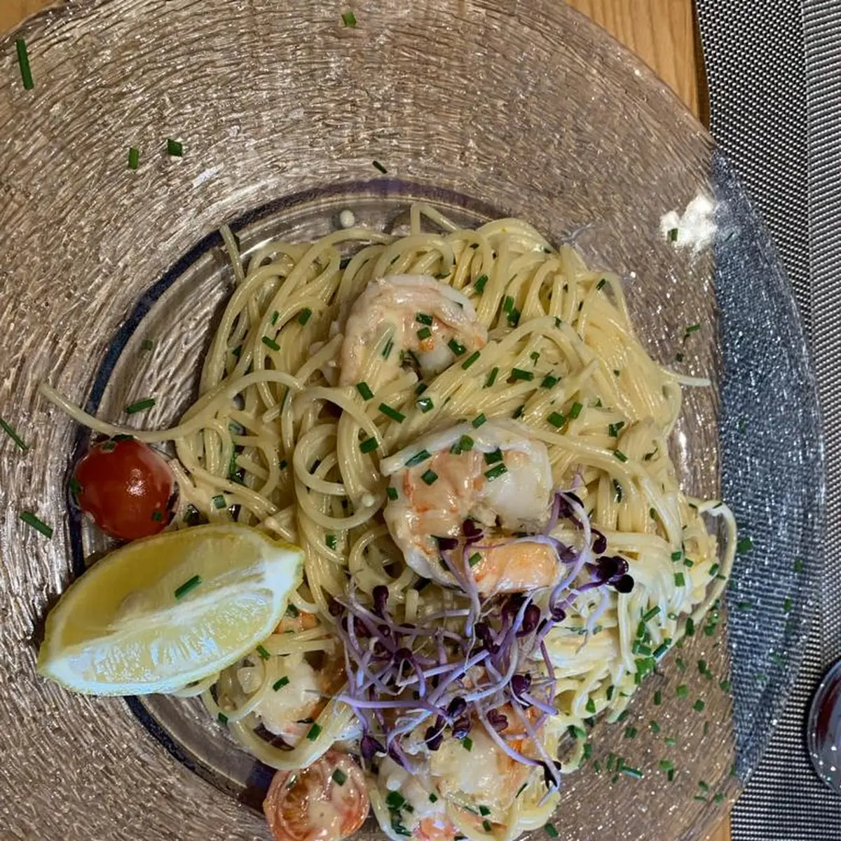Spagetti Art Des Hauses Mit Shrimps
