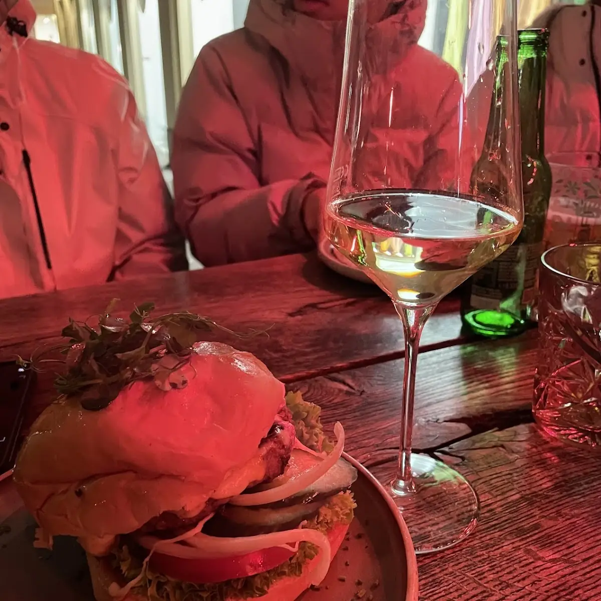 Elephant Burger and White Wine Recommended