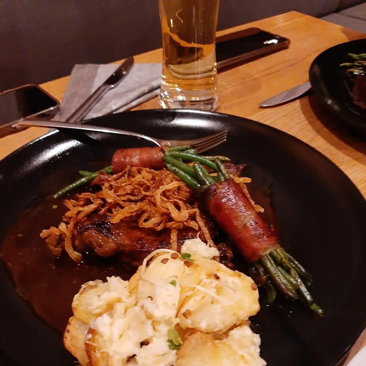 Rostbraten Mit Speckbohnen Und Kartoffelgratin