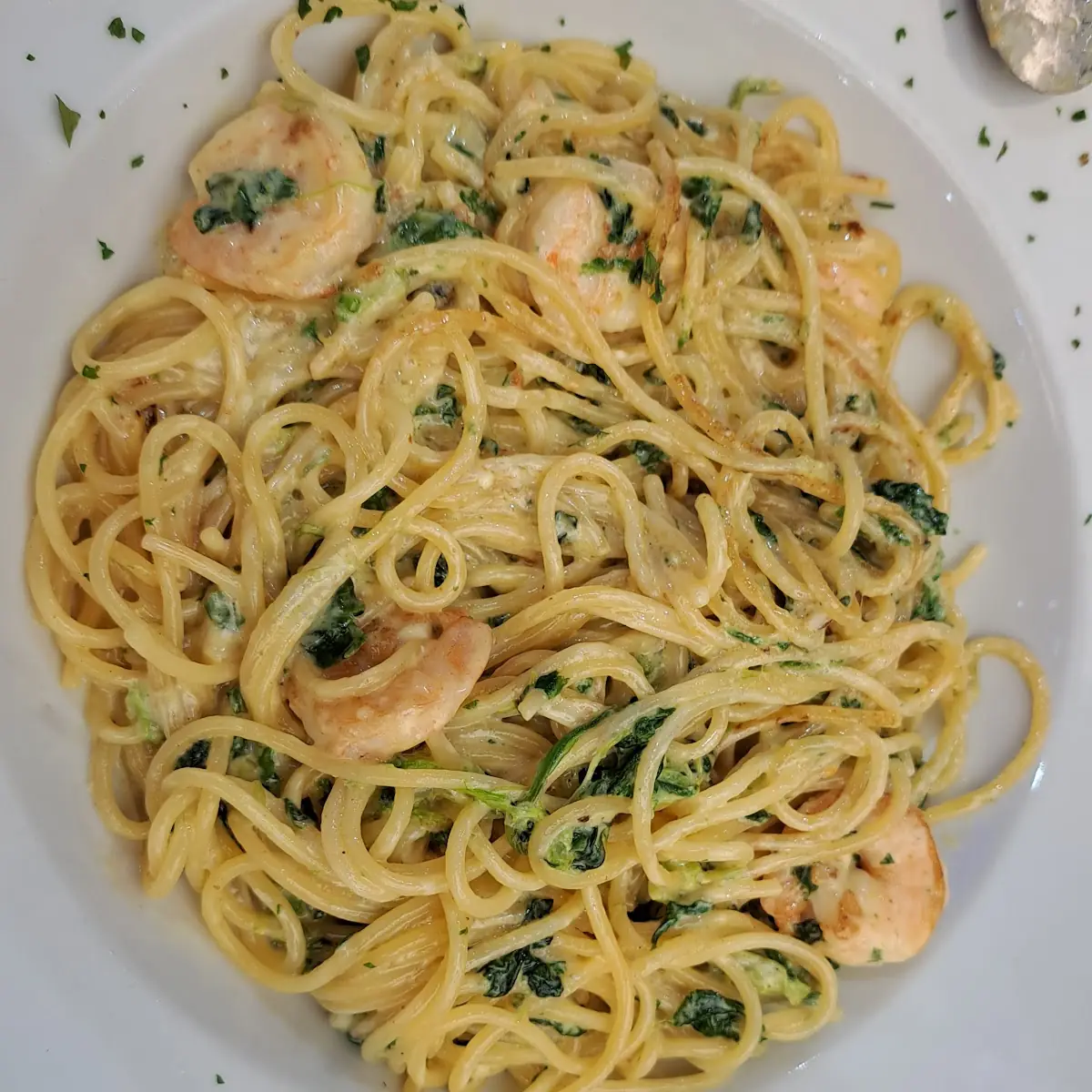 Spaghetti Mit Spinat Scampi Und Oberssauce