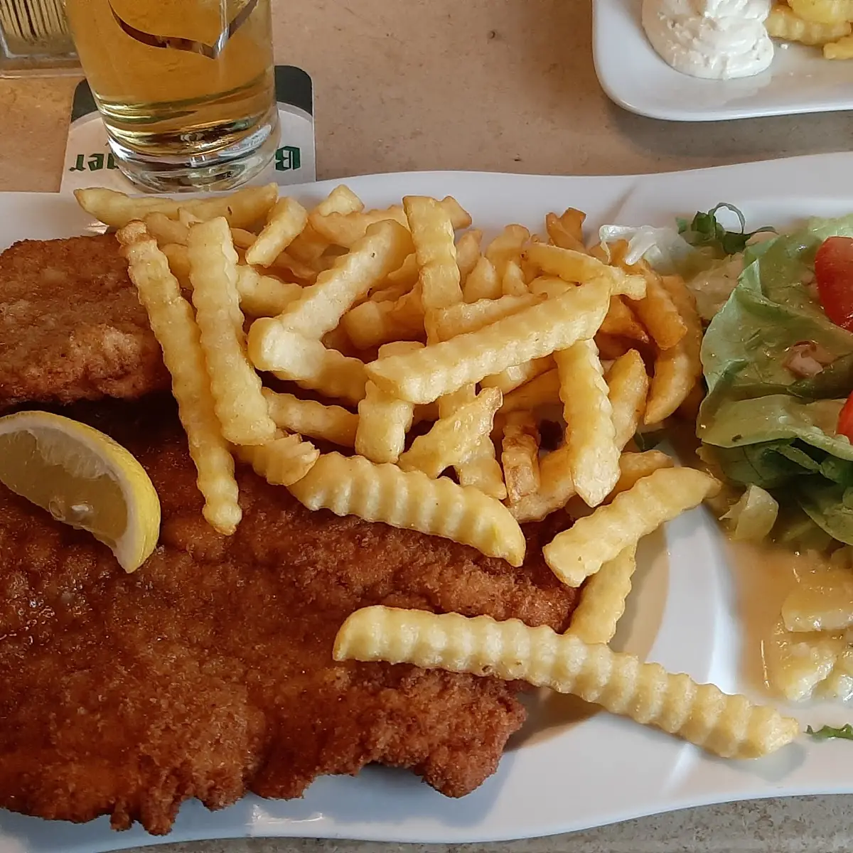 Vepřový Řízek S Hranolkama Zeleninový Salat