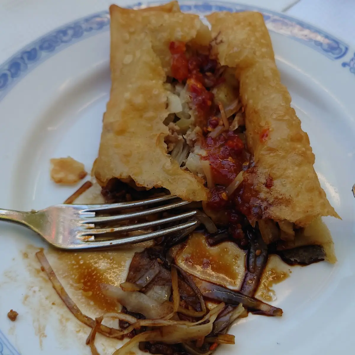 Begonnene Frühlingsrolle
