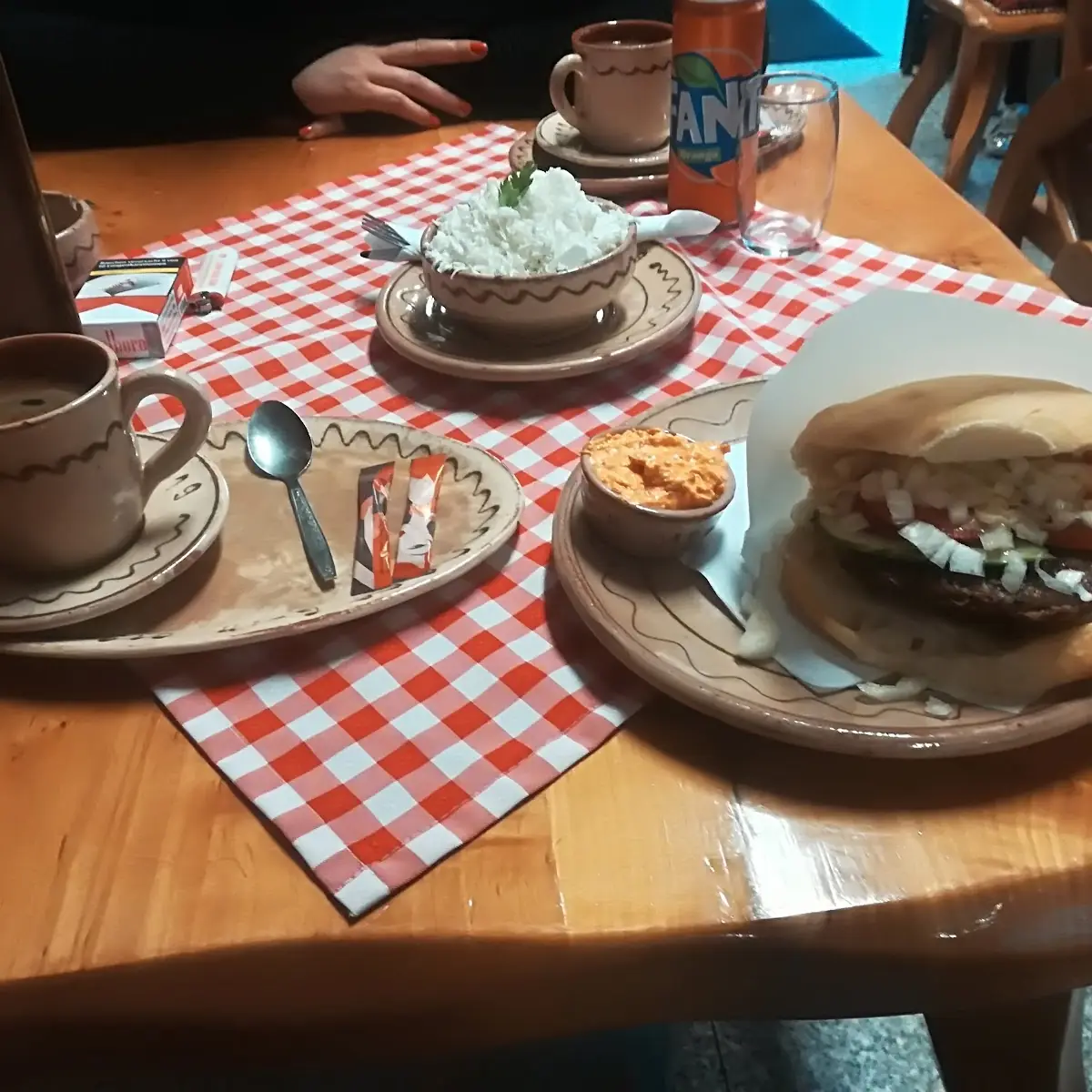 Pljeskavica Urnebes Salad Plate Coffee