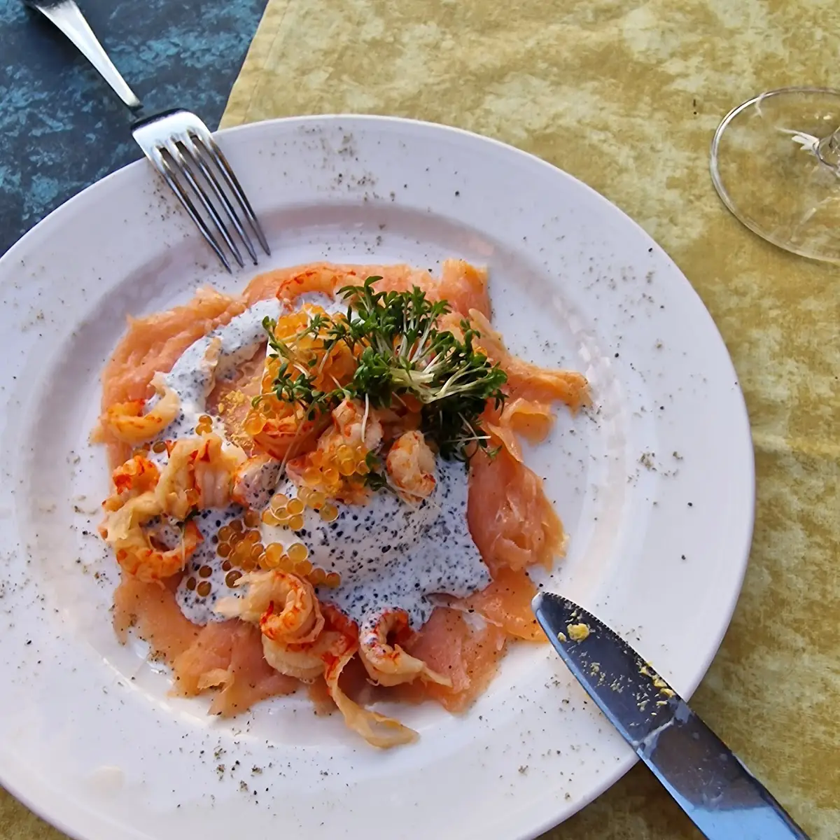 Flusskrebse Lachs Kaviar