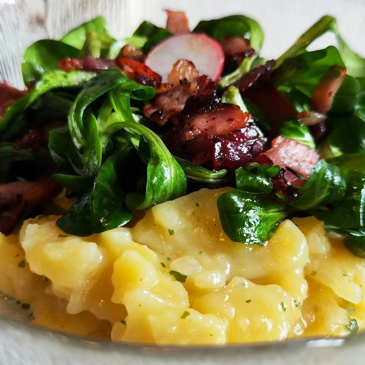 Kartoffelsalat Vogelsalat Mit Gegrilltem Speck