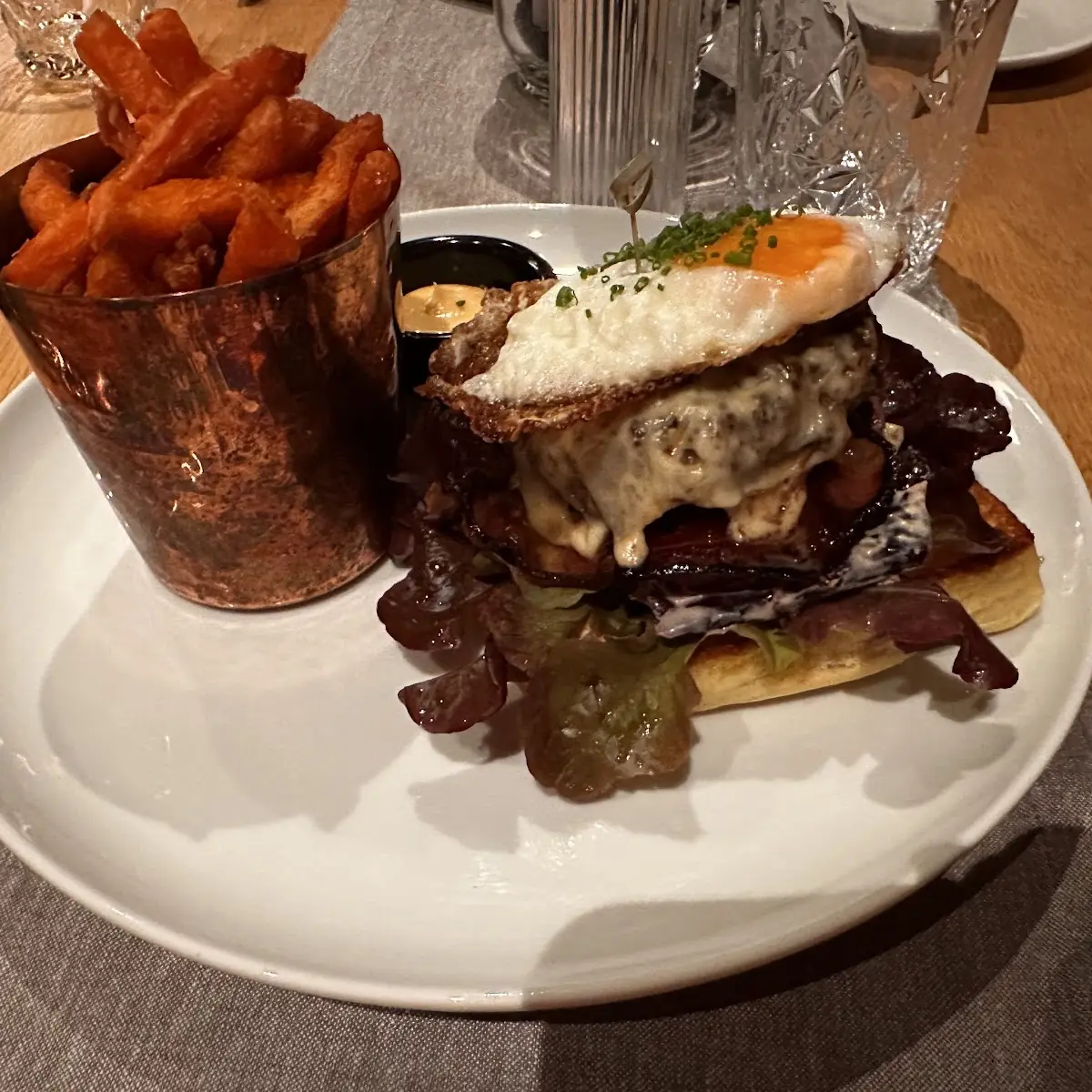 Bester Burger and Sweet Potato Fries