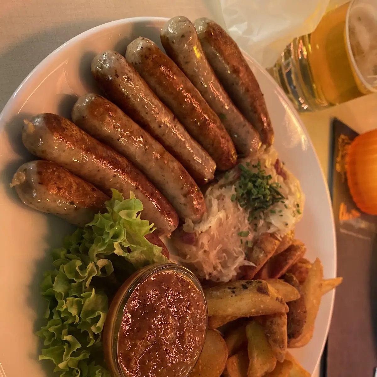 Sausage And Fries Nurnberger Rost