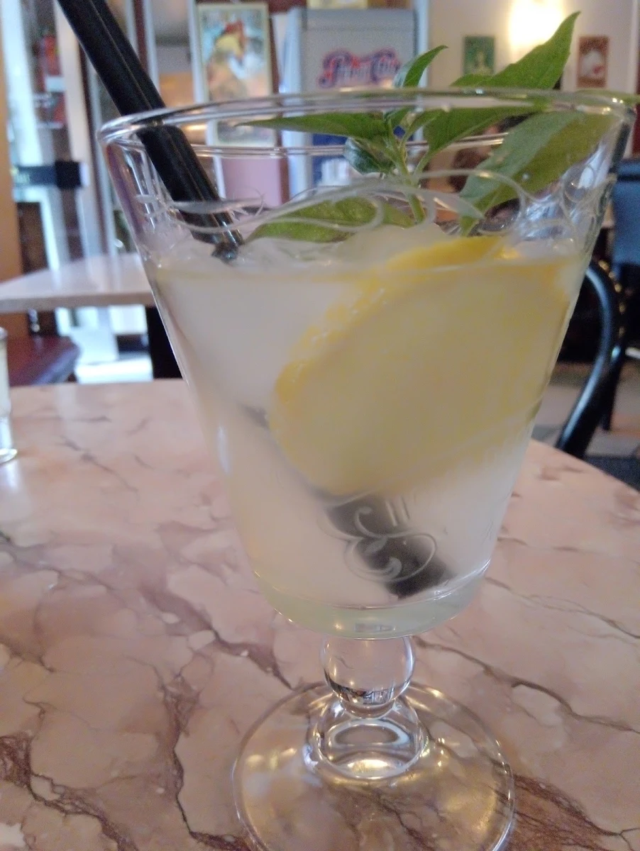 Vintage Limoncello Tonic Mit Basilikum
