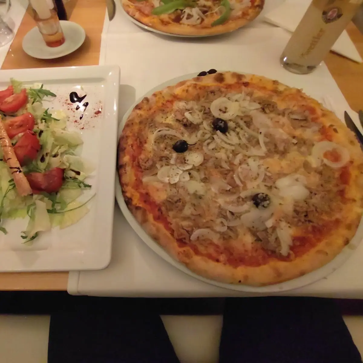 Pizza with Vegetables and Salad