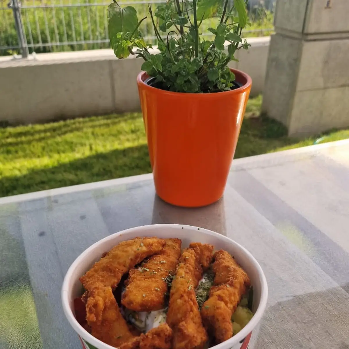 Gebackener Putenstreifensalat