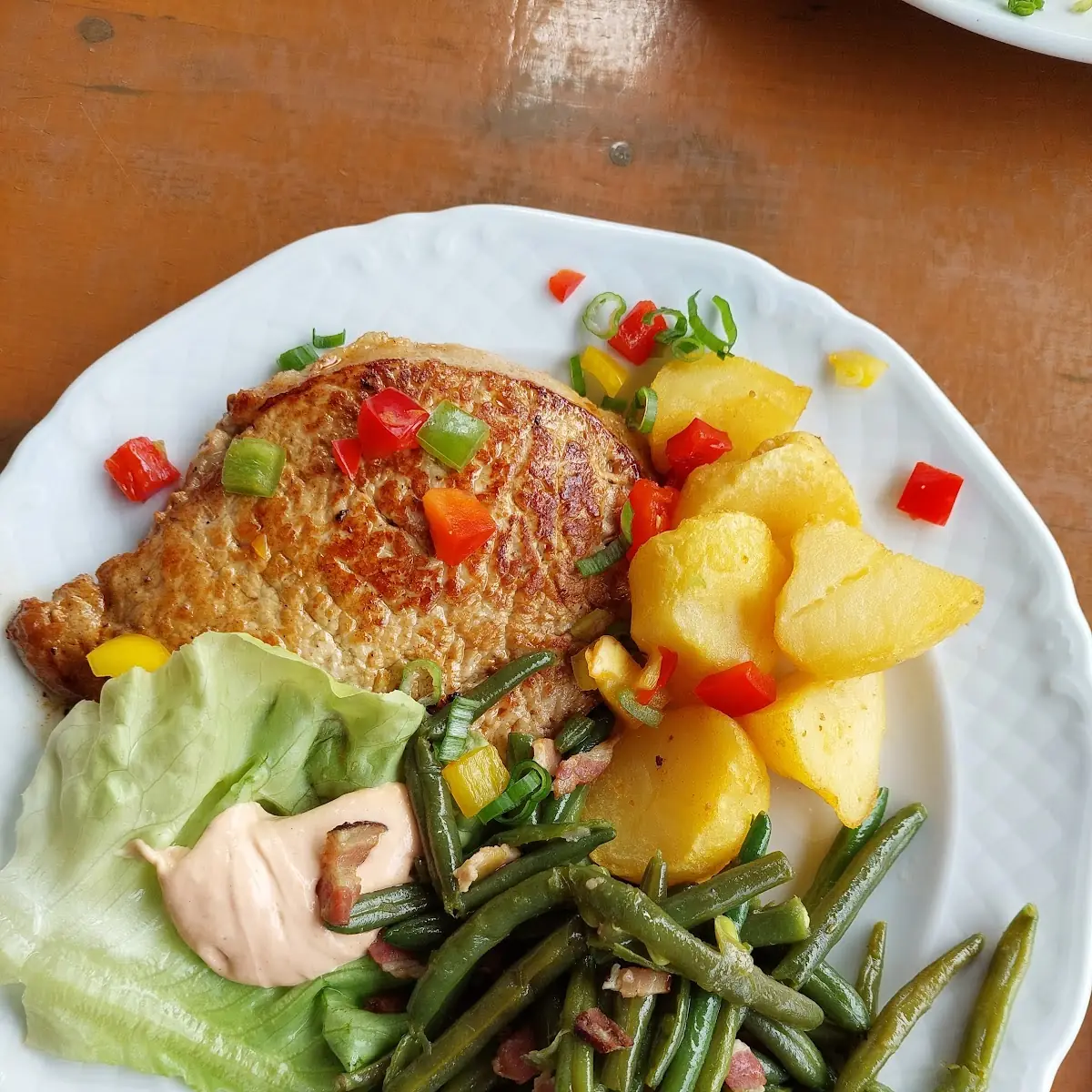 Gegrilltes Putenschnitzel Mit Speckfisolen