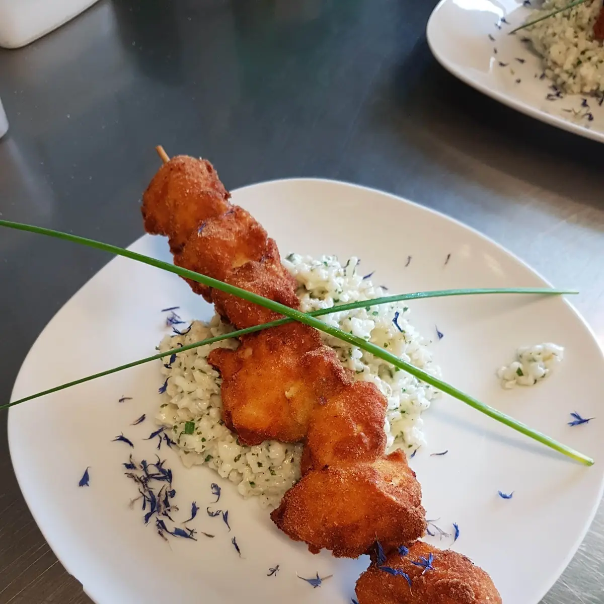 Panierten Spieß Mit Risotto