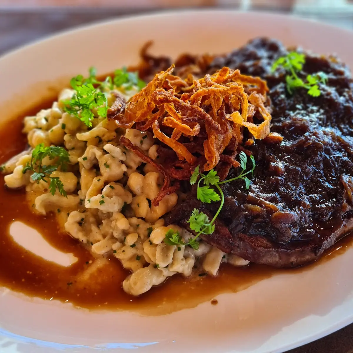 Zwiebelrostbraten, Kreuzwirt am Pößnitzberg