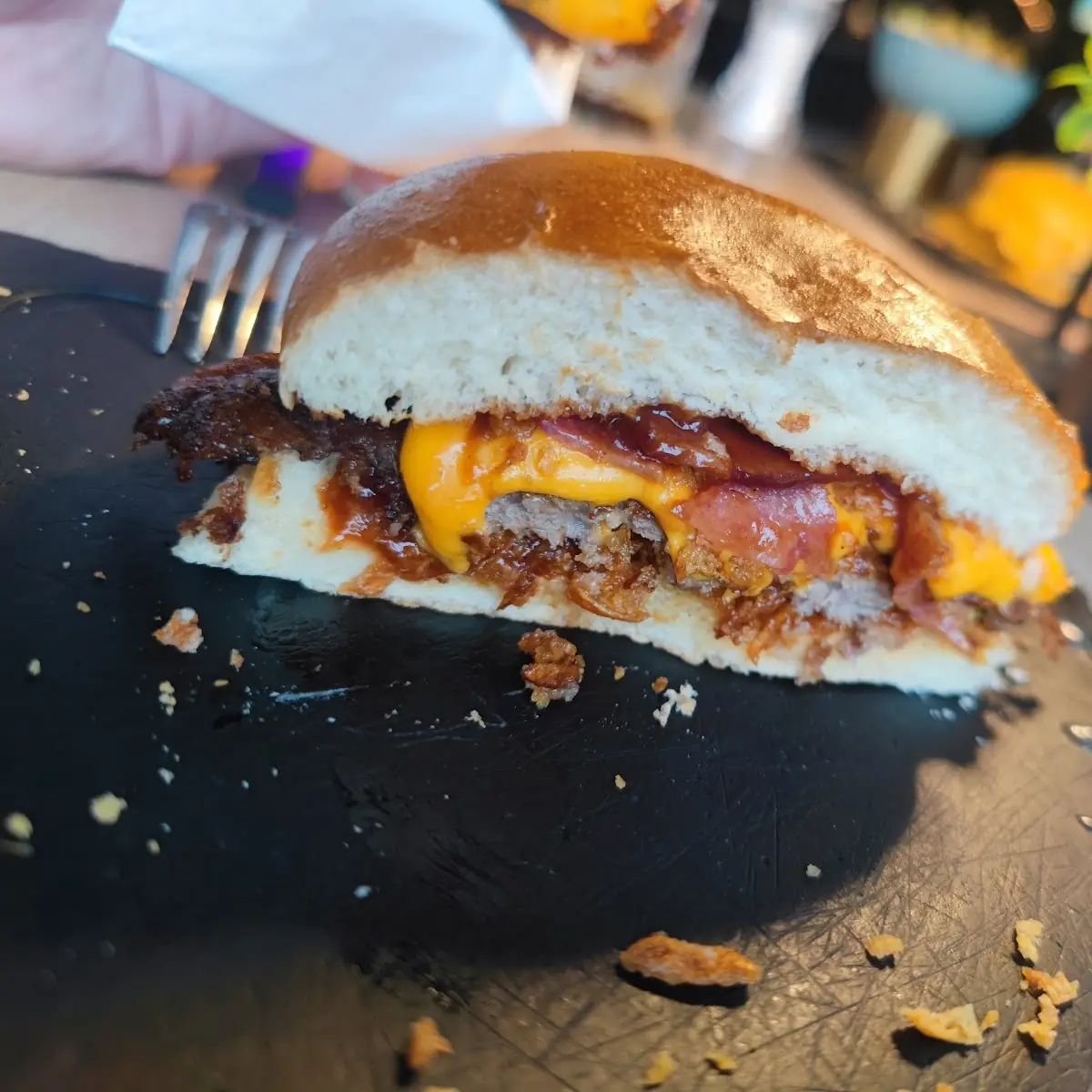 Bacon Cheese Burger and Fries