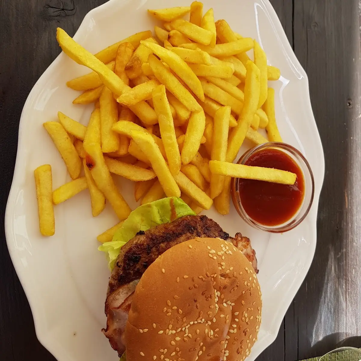 Beef Burger and Fries
