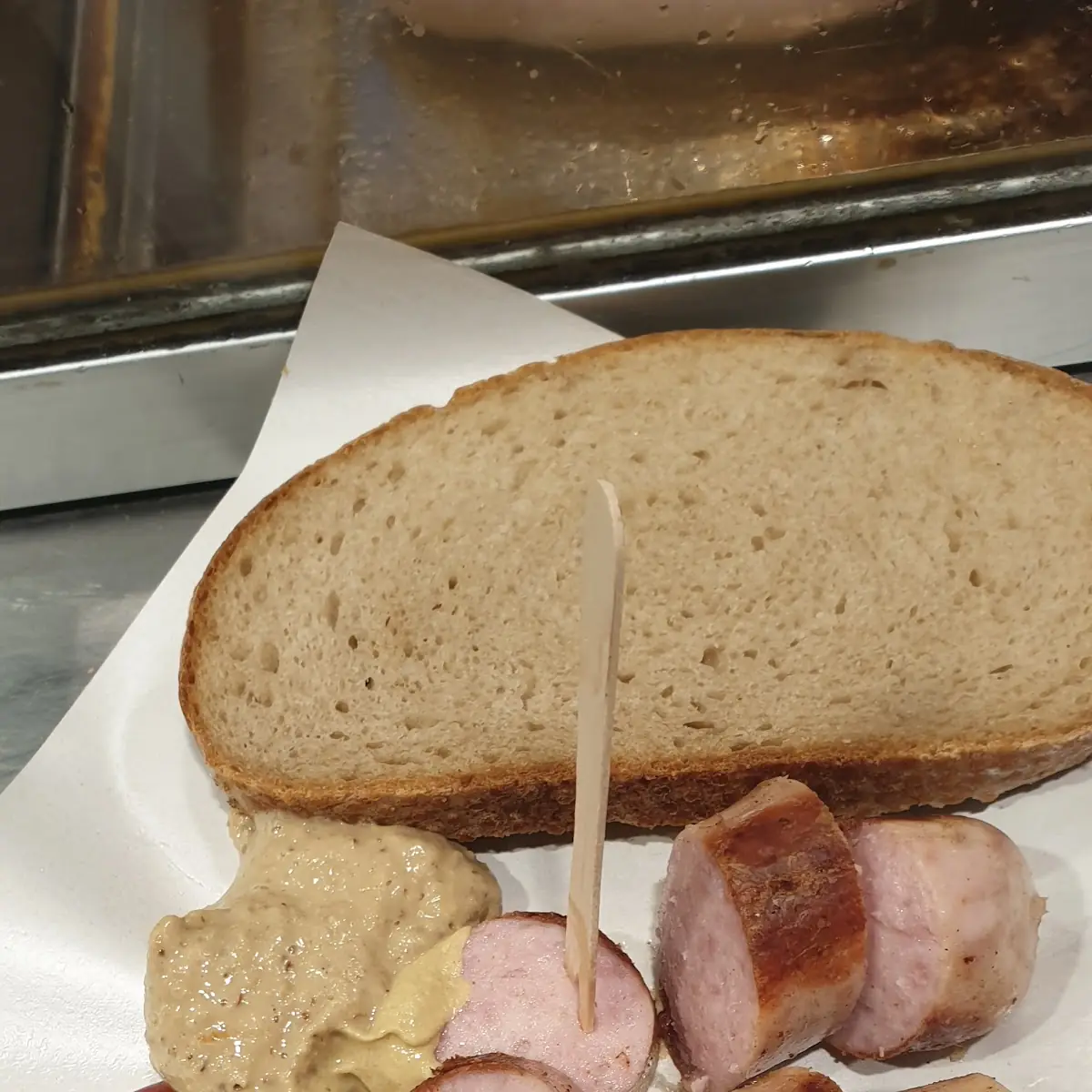 Bratwurst And Bread Mustard & Ketchup