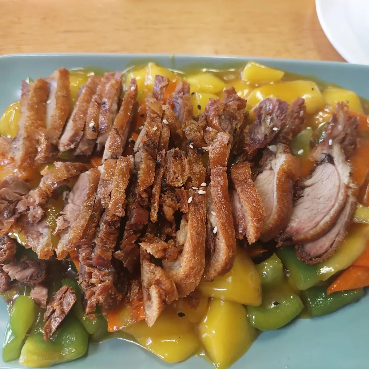 Knusprige Ente Mit Mango Und Reis