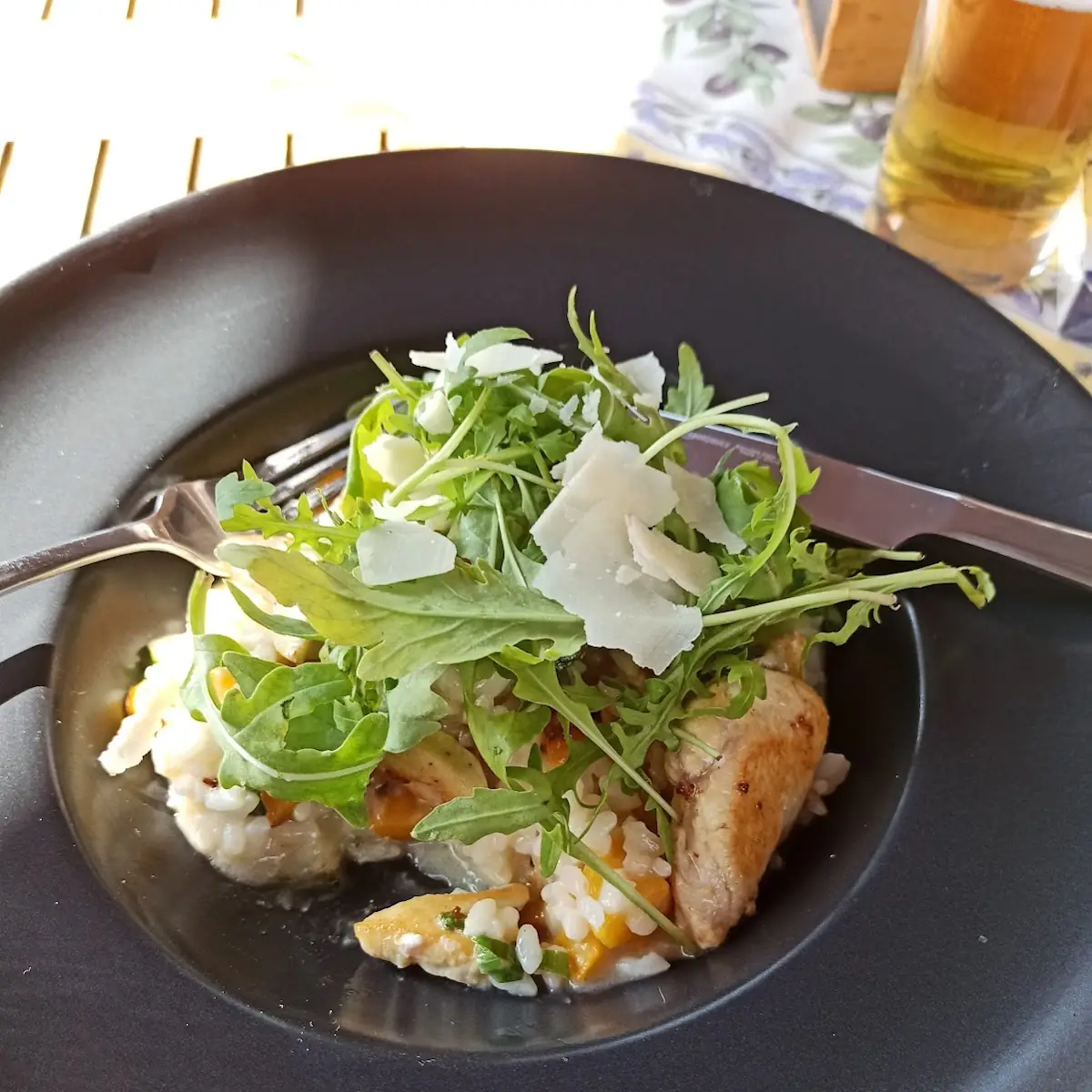 Kürbis Risotto Mit Putenfleischstreifen