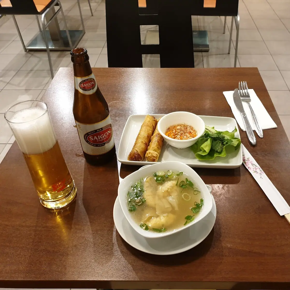 Spring Rolls Plek And Chicken Prawn Soup