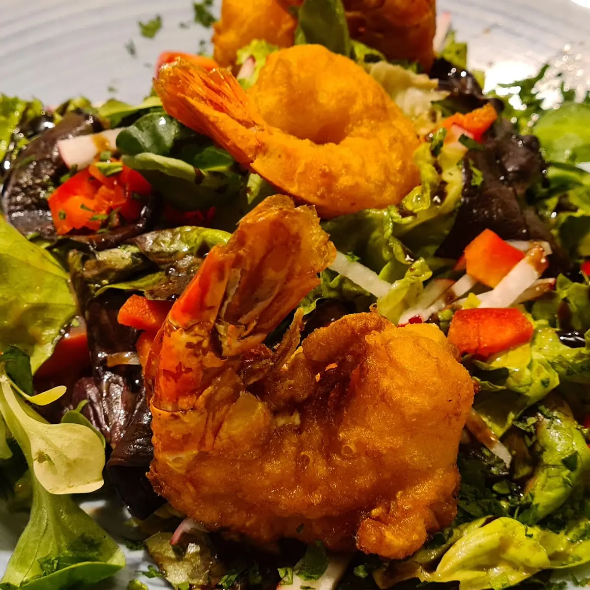Garnelen Auf Blattsalat