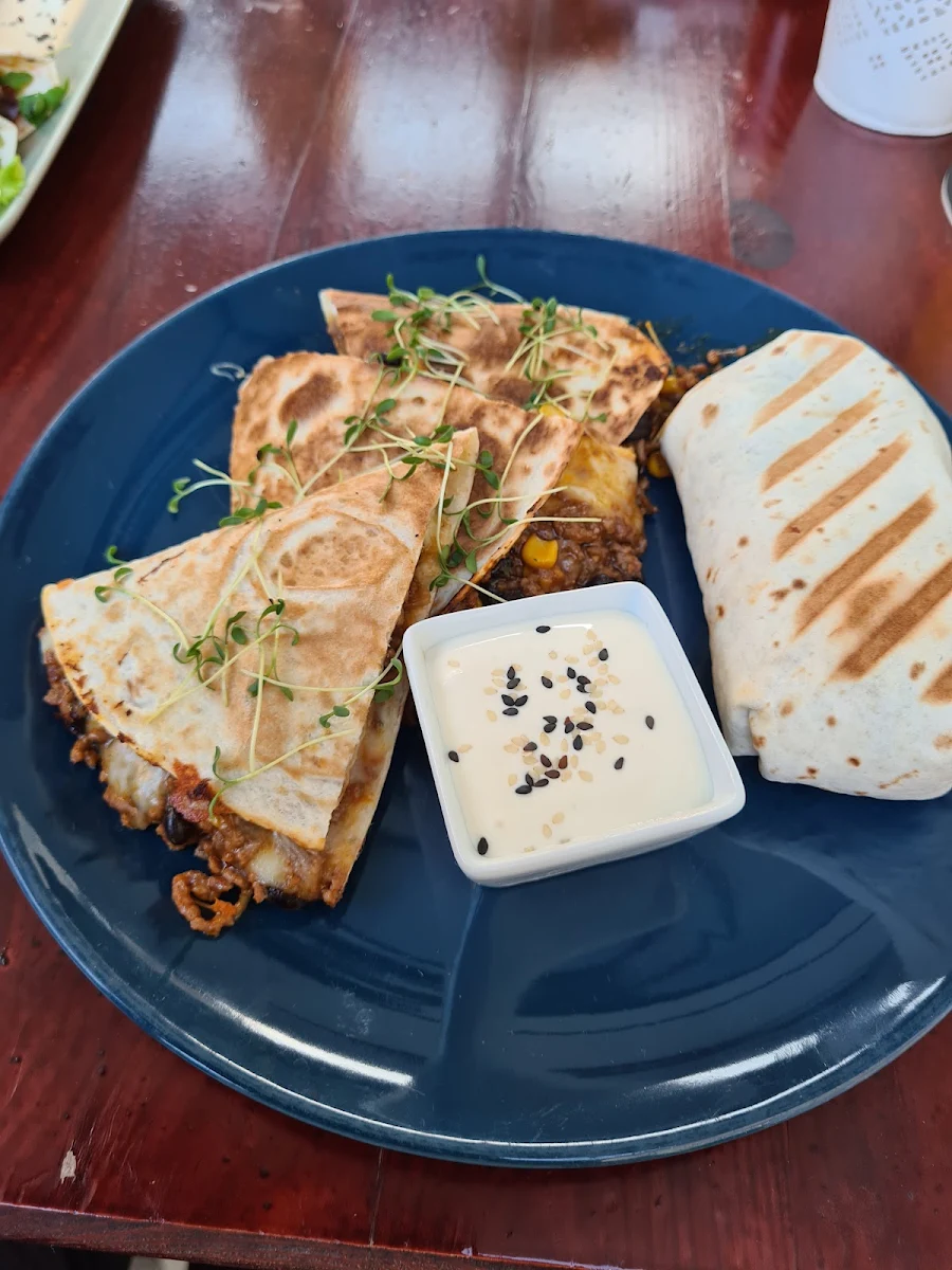Beef Quesadilla Open Burito, Bistro Domino